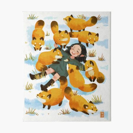 Snuggles with foxes Art Board Print