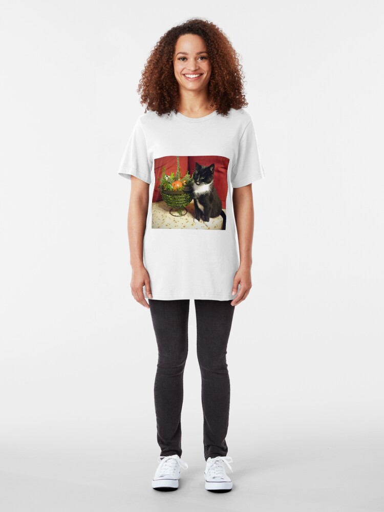 Alternative Ansicht von Katze Mimi mag Weihnachten Slim Fit T-Shirt