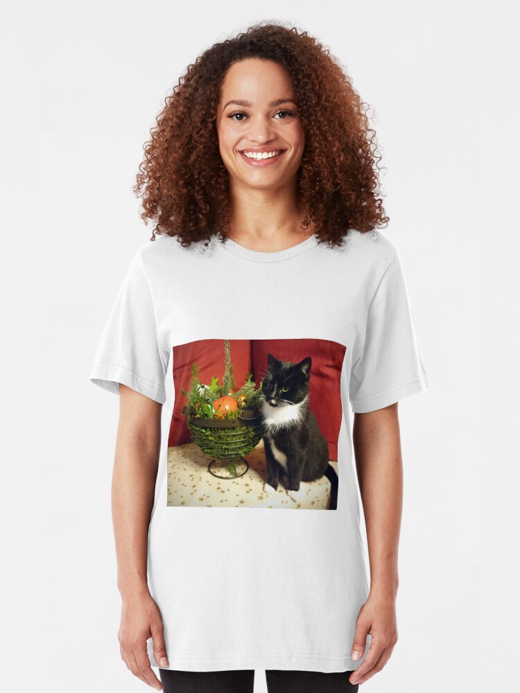 Alternative Ansicht von Katze Mimi mag Weihnachten Slim Fit T-Shirt