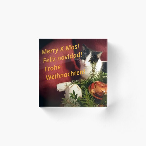 Katze Lilli mag Weihnachten - Merry XMas! Acrylblock