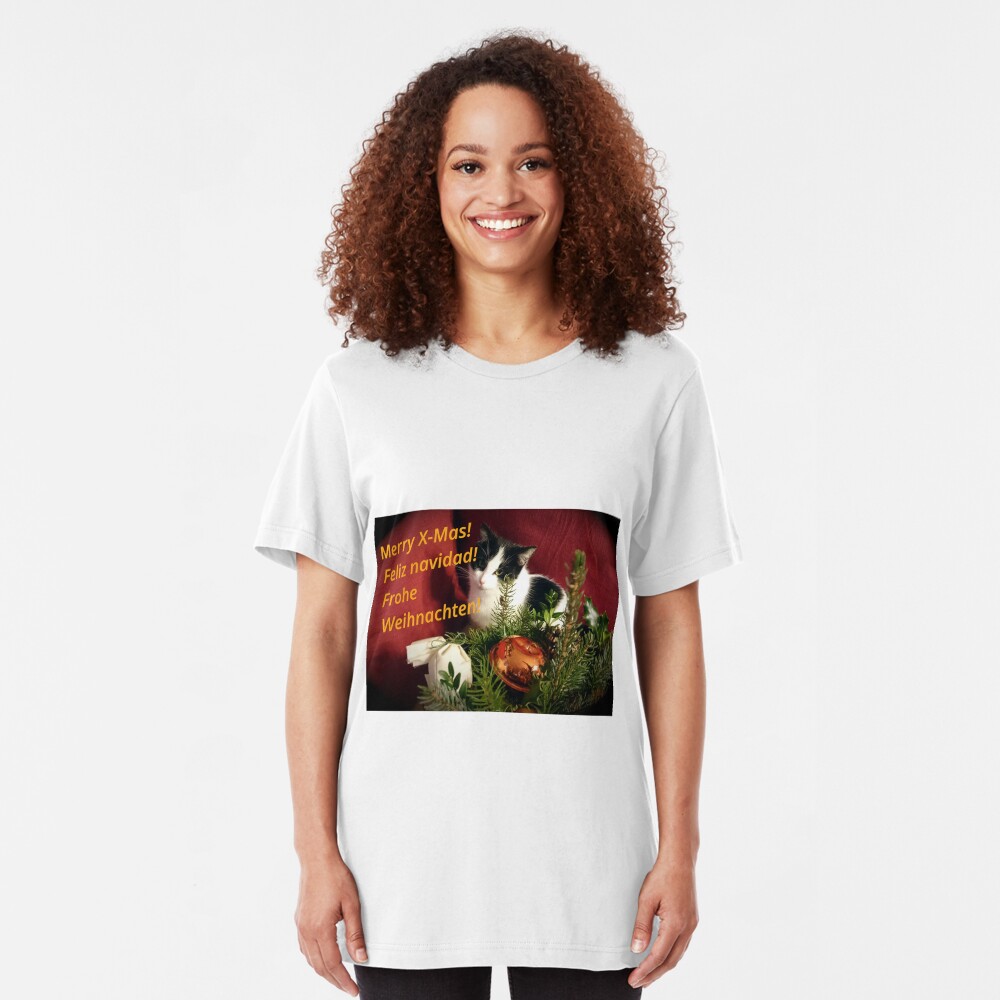 Katze Lilli mag Weihnachten - Merry XMas! Slim Fit T-Shirt