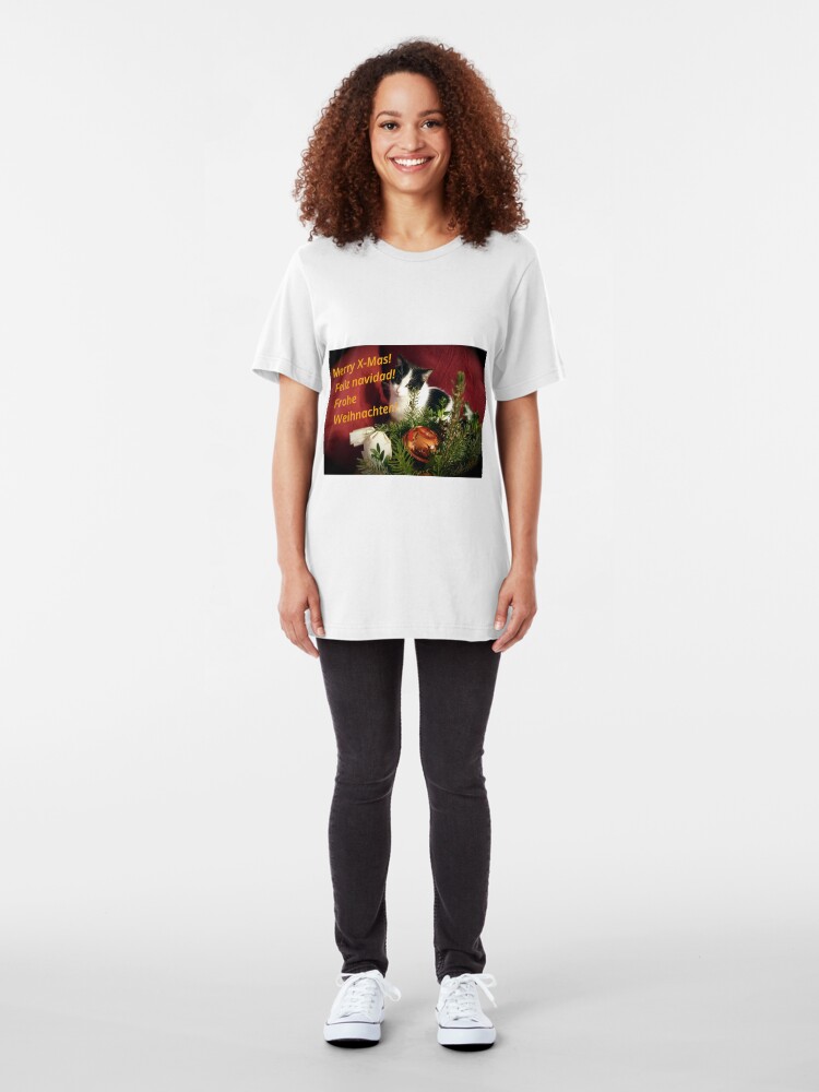 Alternative Ansicht von Katze Lilli mag Weihnachten - Merry XMas! Slim Fit T-Shirt