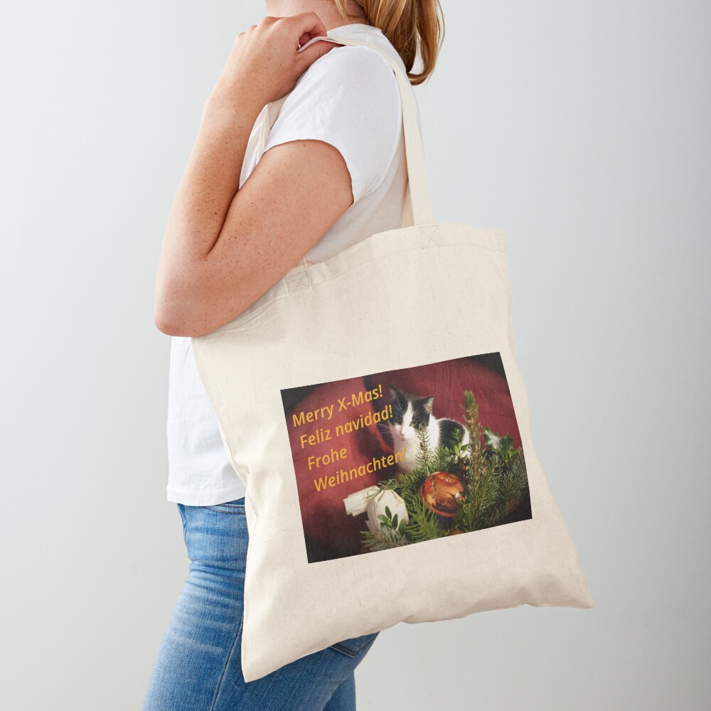 Katze Lilli mag Weihnachten - Merry XMas! Stofftasche