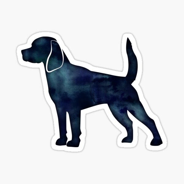 Beagle Dog Breed Silhouette Black Indigo Blue Watercolor Sticker