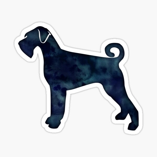Giant Schnauzer Dog Breed Silhouette Black Indigo Blue Watercolor Sticker