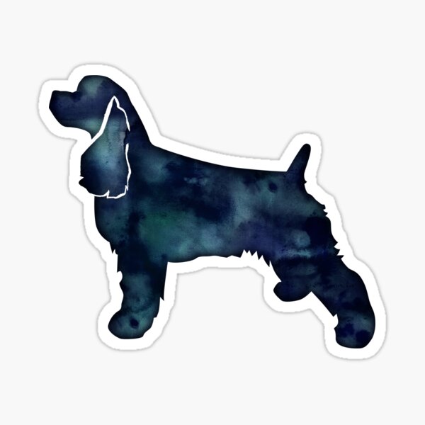 Cocker Spaniel Dog Breed Silhouette Black Indigo Blue Watercolor Sticker