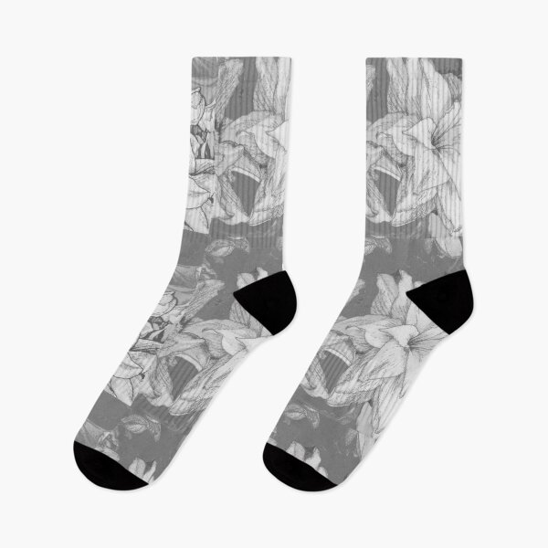 Item preview, GRAY DRAWING WHITE GARDEN LILIES ABSTRACT designed and sold by sharlesart.