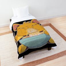 Cat with pasta. Comforter