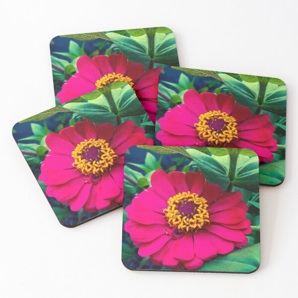 Item preview, Zinnia flower Pink color with leaf designed and sold by hutofdesigns.