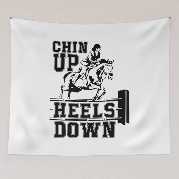Item preview, Chin up Heels Down horse jumping Equestrian gift for women designed and sold by hadleydesigns.