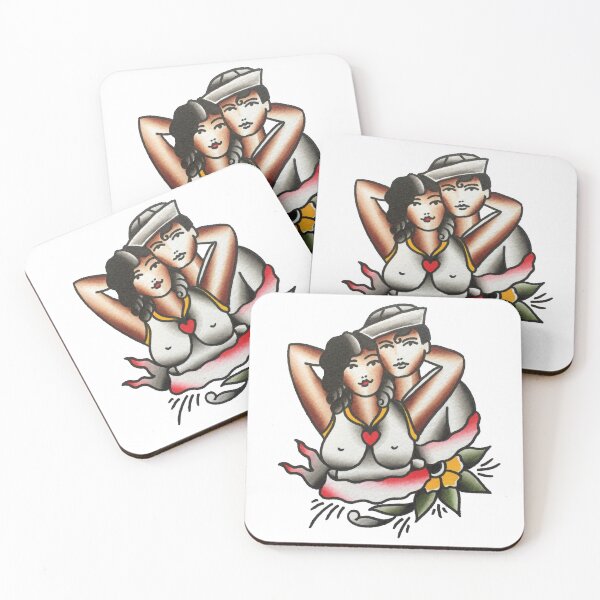 Item preview, Traditional Sailor Lovers Tattoo Design designed and sold by FOREVER TRUE TATTOO.
