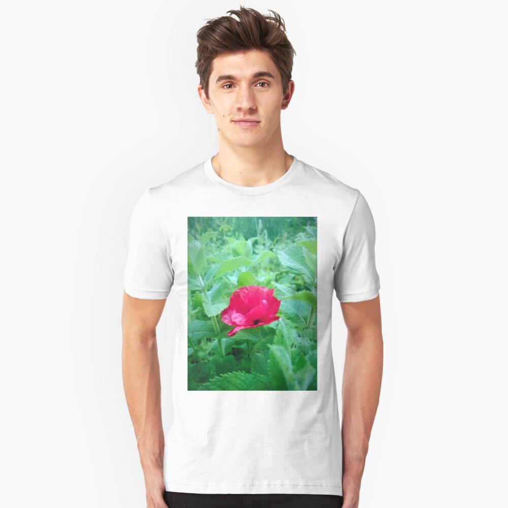 Mohn in Minze Slim Fit T-Shirt