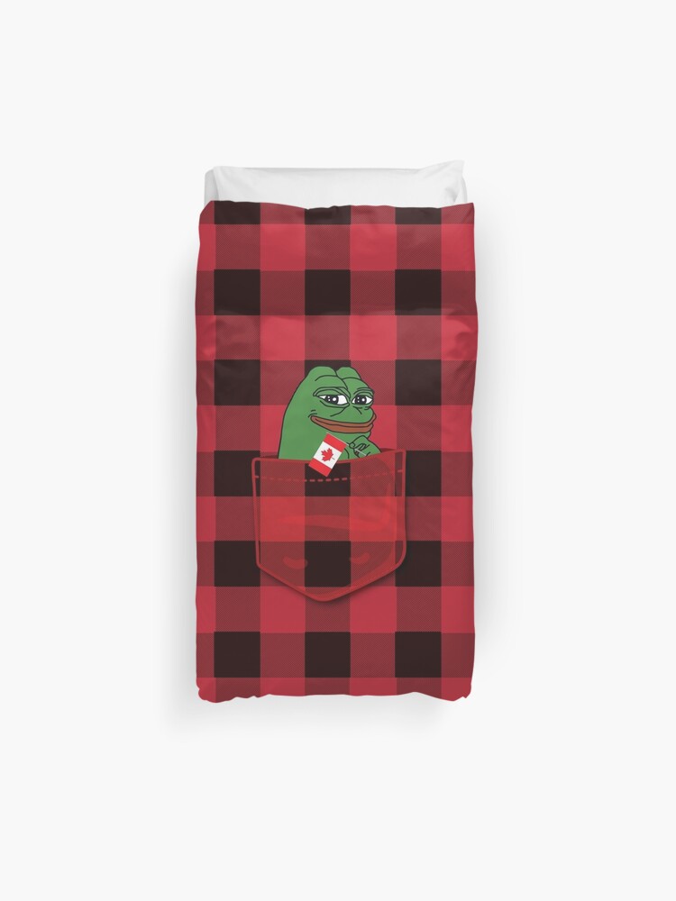 Rare Pepe Happy Canadian With Canada Flag In A T Shirt Pocket Red