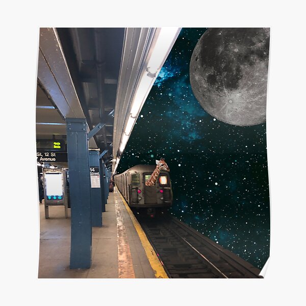 Giraffe to the Moon Poster
