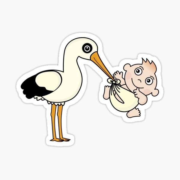 stork with newborn bay Sticker