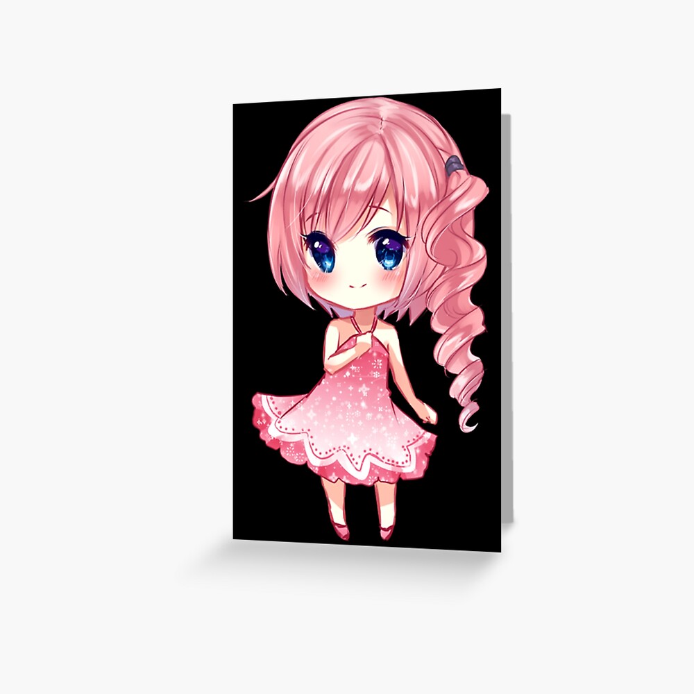 Chibi Kavaii Anime Greeting Card By Zenurah Redbubble - iphone custom app anime roblox icon anime