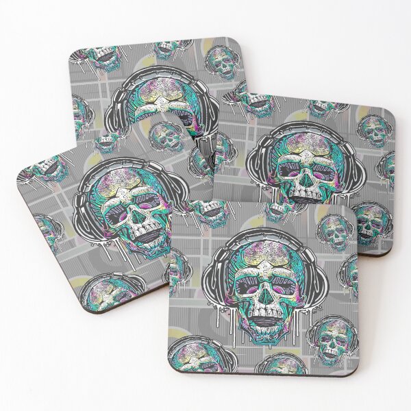 Item preview, Dripping Skull Headphones Pattern designed and sold by MudgeStudios.