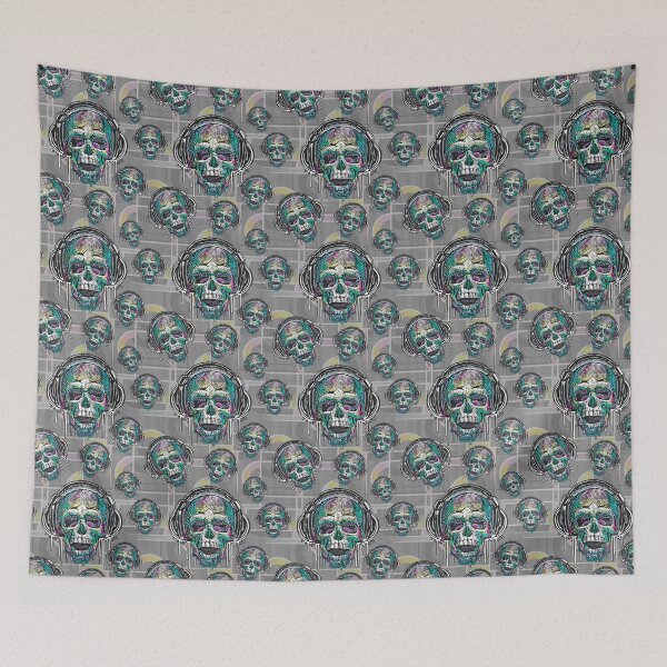 Item preview, Dripping Skull Headphones Pattern designed and sold by MudgeStudios.