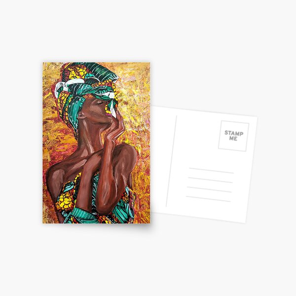 Strong Powerful Sexy Beautiful African American Black Women Art Acrylic Painting Postcard