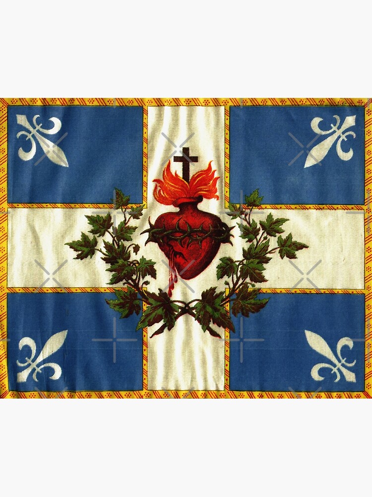 Poster « Drapeau du Québec drapeau Carillon SacréCœur Chrétien Ancienne édition catholique avec