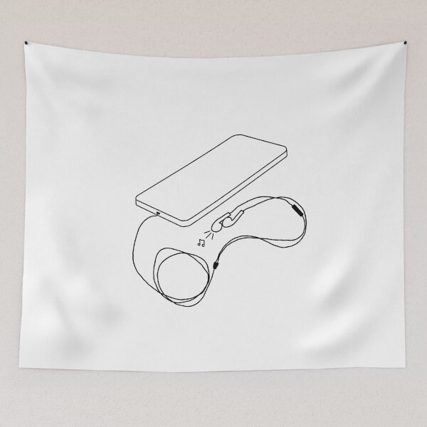 Item preview, Black Outline of a Phone with EarBuds designed and sold by Rocket-To-Pluto.