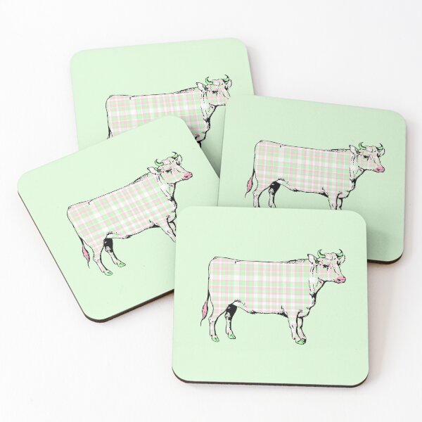 Item preview, Pink and Green Plaid Cow designed and sold by Rachel Nagel.
