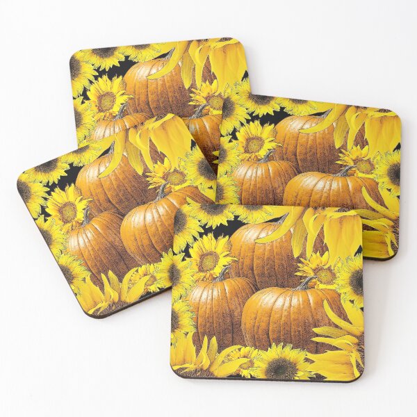 Item preview, YELLOW SUNFLOWERS  FALL PUMPKINS HARVEST ABSTRACT designed and sold by sharlesart.