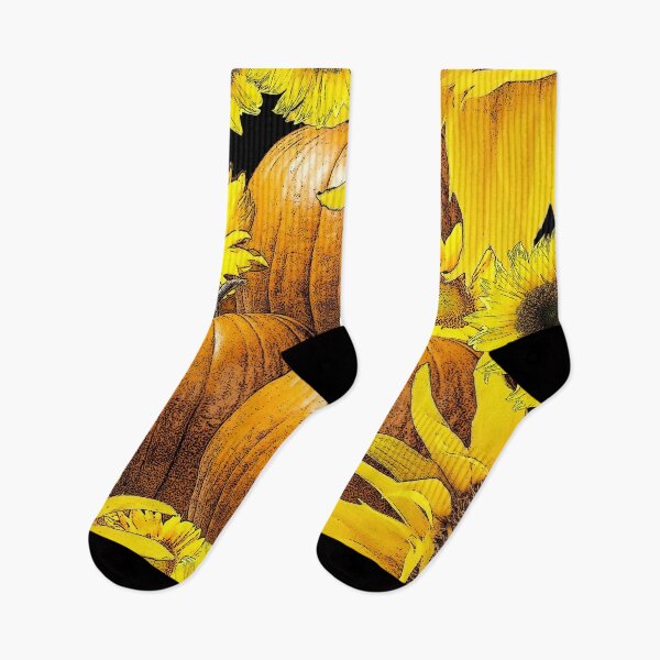 Item preview, YELLOW SUNFLOWERS  FALL PUMPKINS HARVEST ABSTRACT designed and sold by sharlesart.