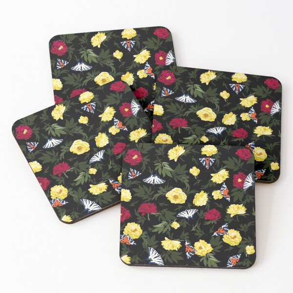Item preview, Peonies & Butterflies - black designed and sold by kobyakov.