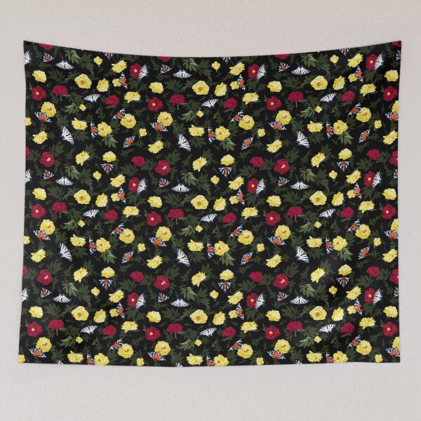 Item preview, Peonies & Butterflies - black designed and sold by kobyakov.