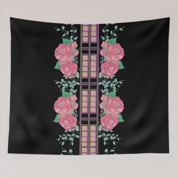 Item preview, Gorgeous Pink Floral with Folk Style Detail designed and sold by Greenbaby.