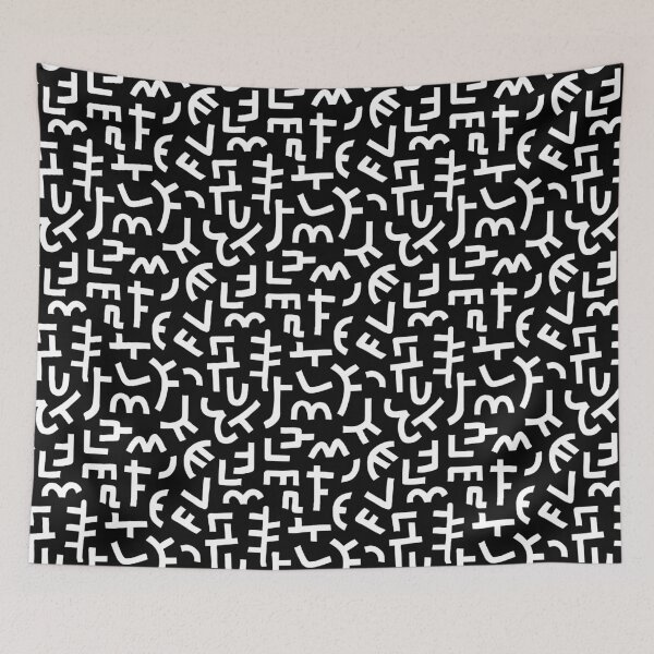 Item preview, Hand Drawn Kuba Cloth Style Pattern 121019 - White on Black designed and sold by Artberry.