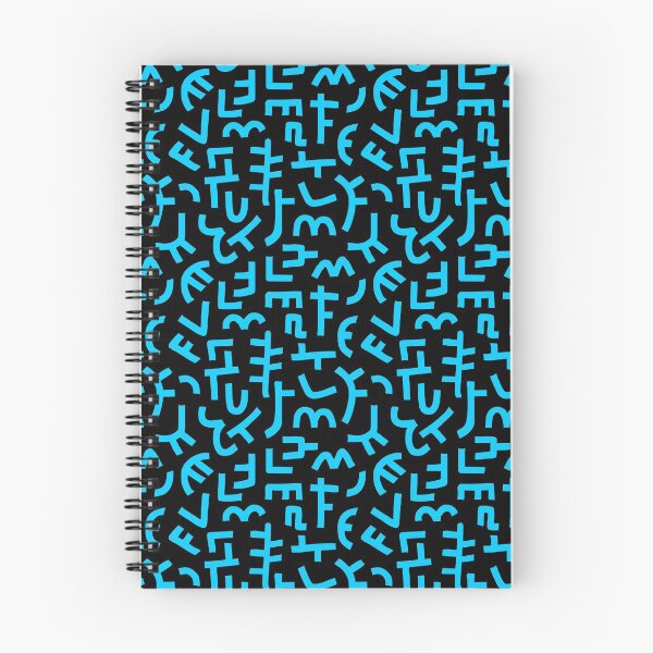 Item preview, Hand Drawn Kuba Cloth Style Pattern 121019 - Sky Blue on Black designed and sold by Artberry.