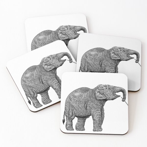 Item preview, Baby Asian elephant - ink illustration designed and sold by LorenDowding.