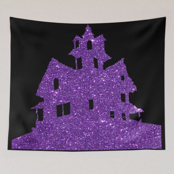 Item preview, Purple Glitter Haunted House Silhouette designed and sold by GL Digital Artwork .