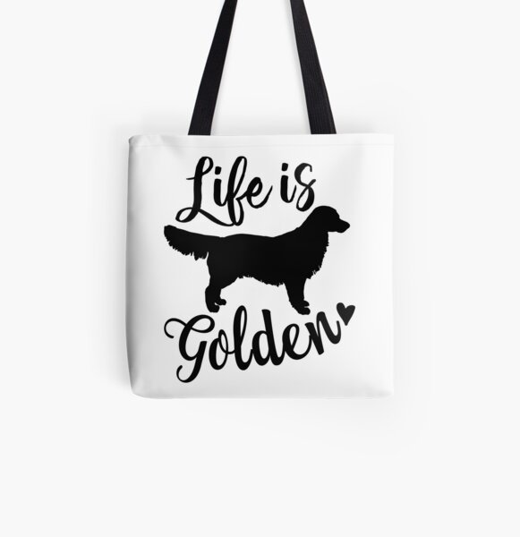 Life is Golden, Golden Retriever Dog All Over Print Tote Bag
