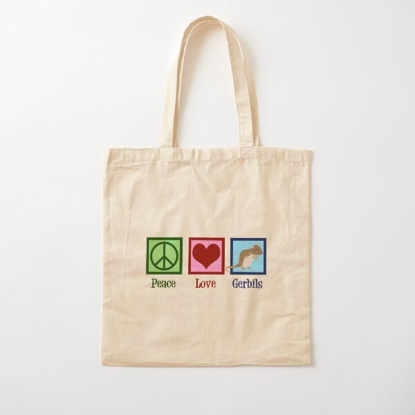 Peace Love Gerbils Cotton Tote Bag