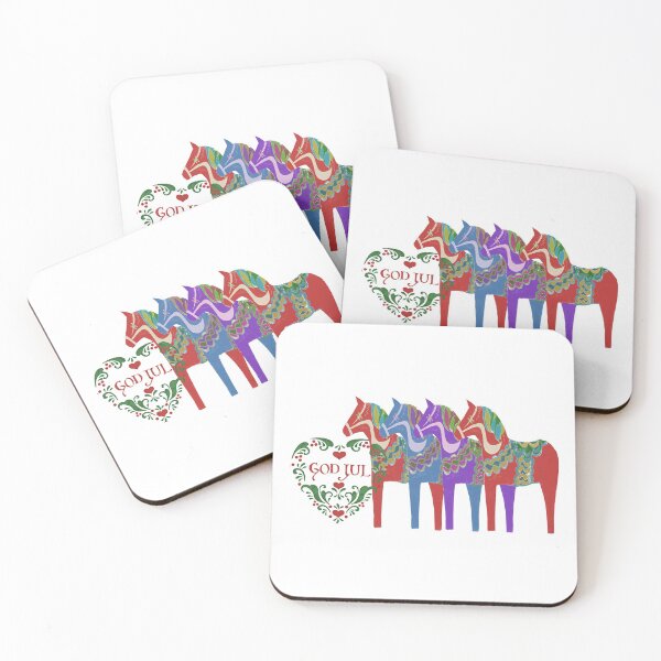 Artikelvorschau, Skandinavische Dala Horses God Jul Weihnachten entworfen und verkauft von Ginny Luttrell.