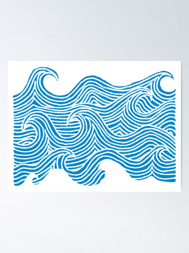 Big strong sea wave drawing - teal blue ocean... - Stock Illustration  [60511286] - PIXTA
