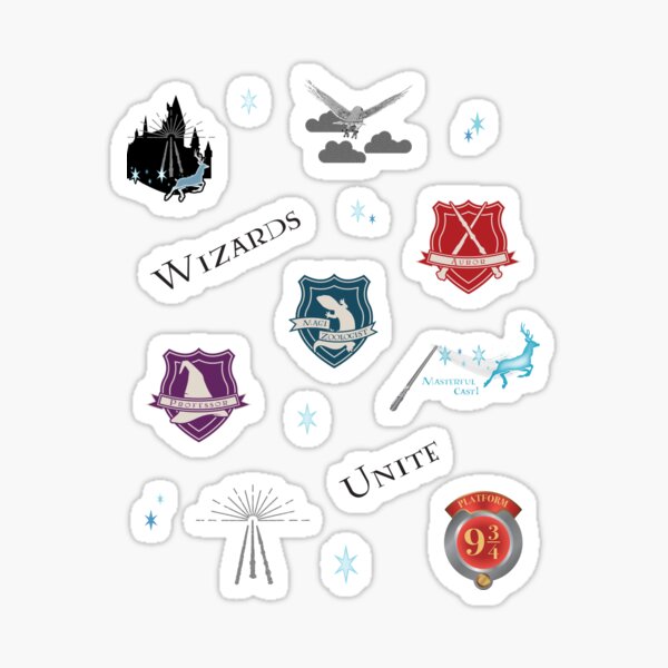 Sticker Sheet, Unite Wizards, With Stags, Profession Crests, 9 3/4 Platform (Be Sure to Choose LARGE Size) Sticker