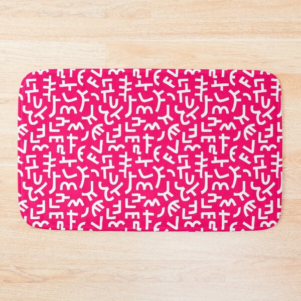 Item preview, Hand Drawn Kuba Cloth Style Pattern 121019 - White on Neon Red designed and sold by Artberry.