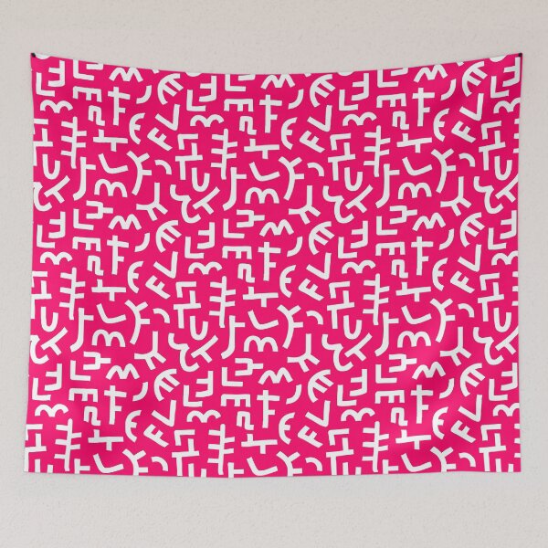 Item preview, Hand Drawn Kuba Cloth Style Pattern 121019 - White on Neon Red designed and sold by Artberry.