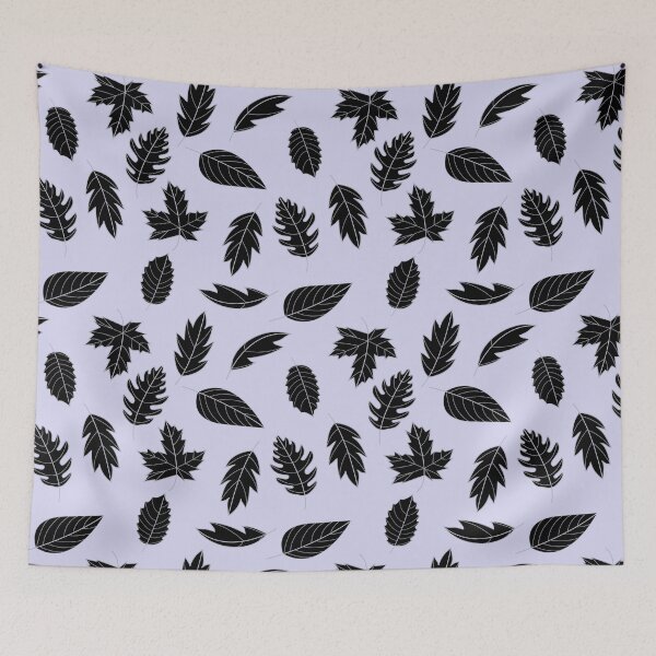 Item preview, Leaves Pattern - Grey and Black on Blue designed and sold by A2Gretchen.