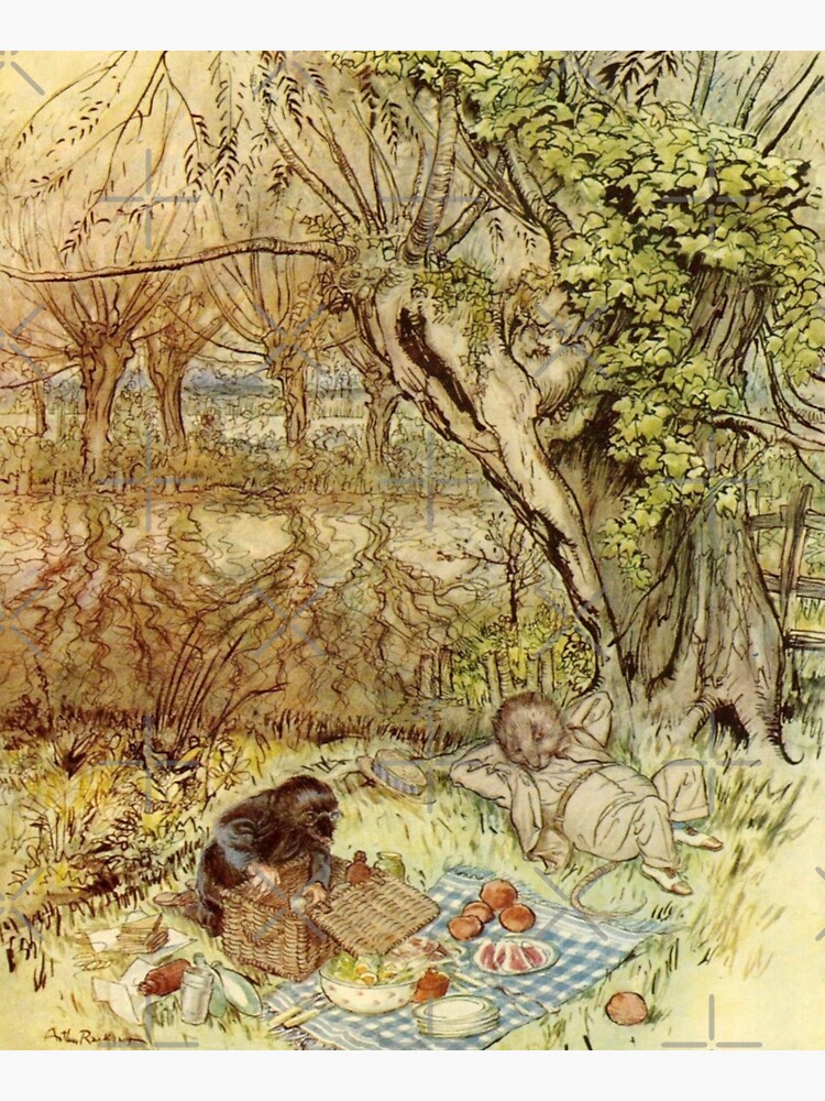 Rat and Mole Have a Picnic - The Wind in the Willows - Arthur Rackham by forgottenbeauty