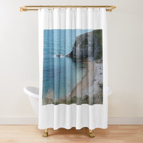 Swimming at Lulworth Cove Near Durdle Door Shower Curtain