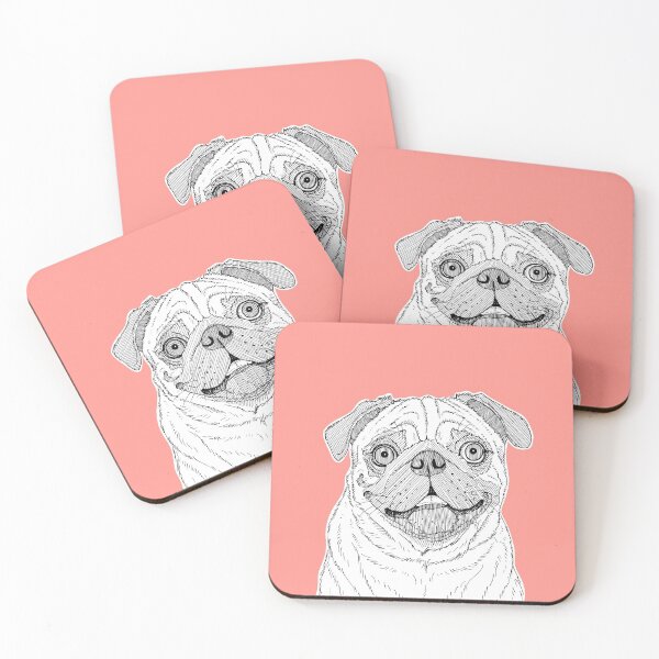 Item preview, Pug Dog Portrait ( coral background ) designed and sold by Adam Regester.