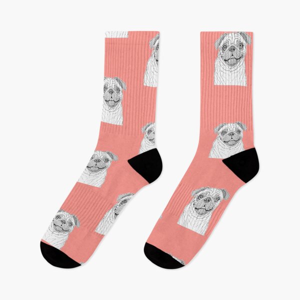 Item preview, Pug Dog Portrait ( coral background ) designed and sold by Adam Regester.