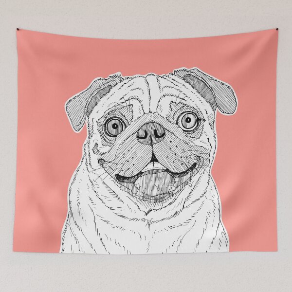 Item preview, Pug Dog Portrait ( coral background ) designed and sold by Adam Regester.