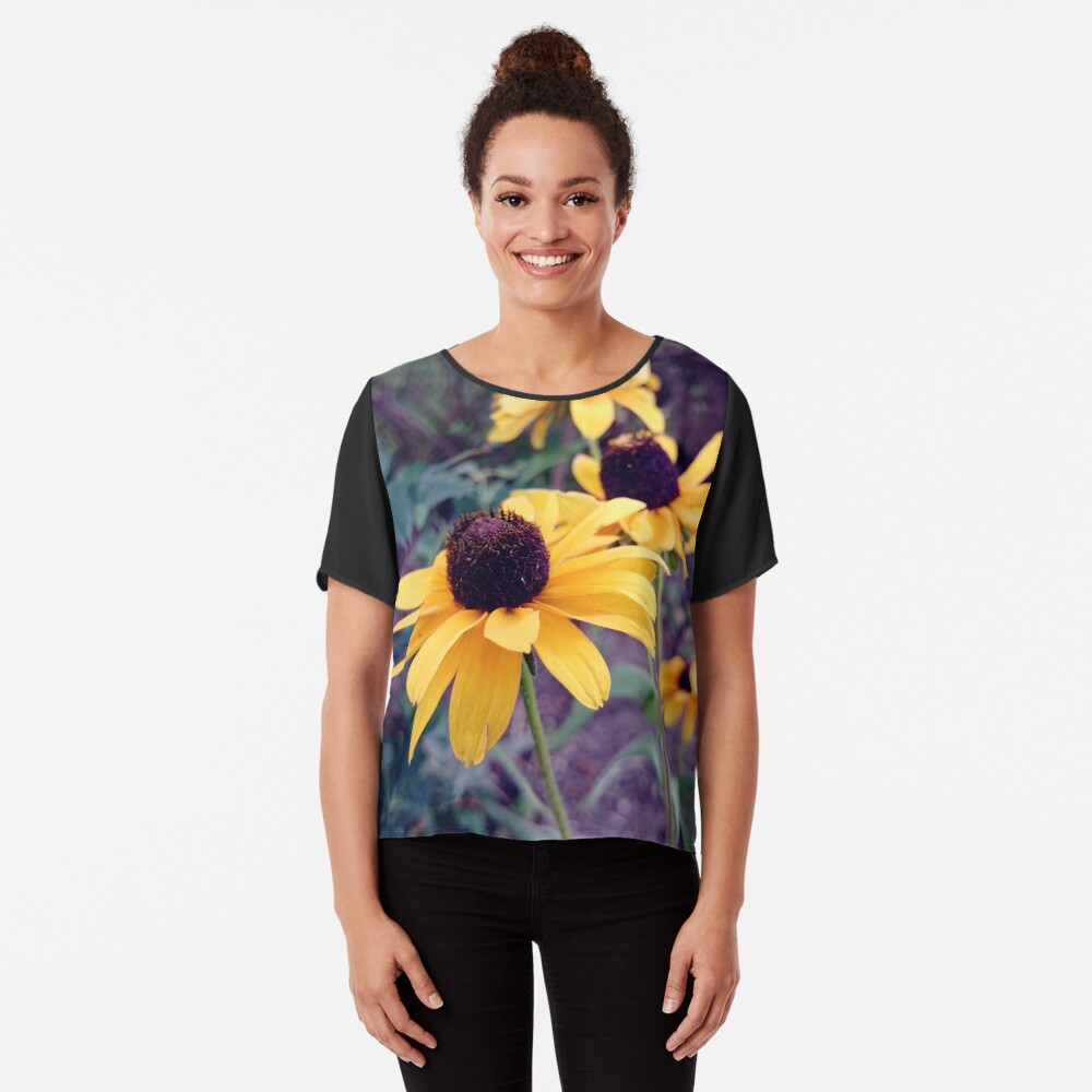 Gelber Sonnenhut Chiffon Top