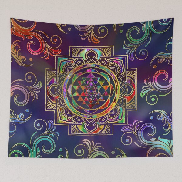 Item preview, Colorful Gold framed Sri Yantra Sri Chakra  designed and sold by k9printart.